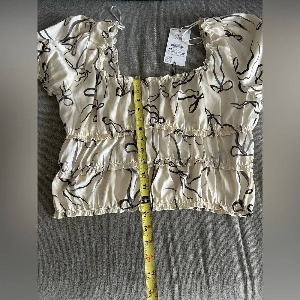 Zara Off de Shoulders Satin Cropped Top Femenine XXL 90’s